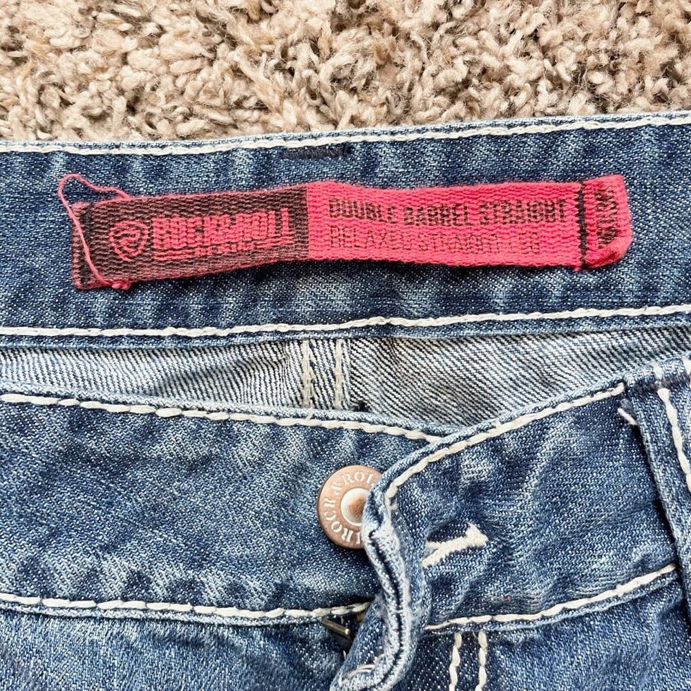 Rock & Roll Denim Cowboy Jeans Mens 36x28.5 Relaxed Straight Leg Double Barrel - Picture 5 of 11